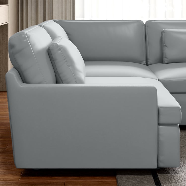 Alpine Half Leather 4-Seater Corner Sofa - Grey