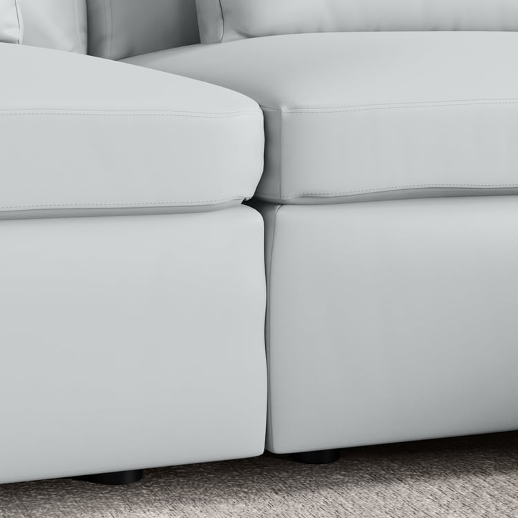 Alpine Half Leather 5-Seater Corner Sofa with Ottoman - Grey