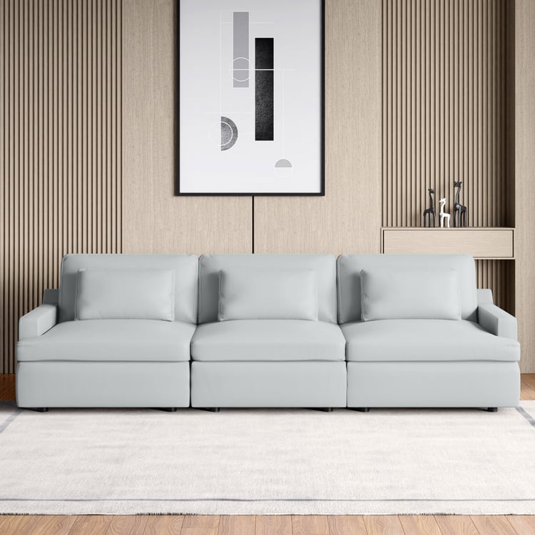 Alpine Half Leather 3-Seater Sofa - Grey