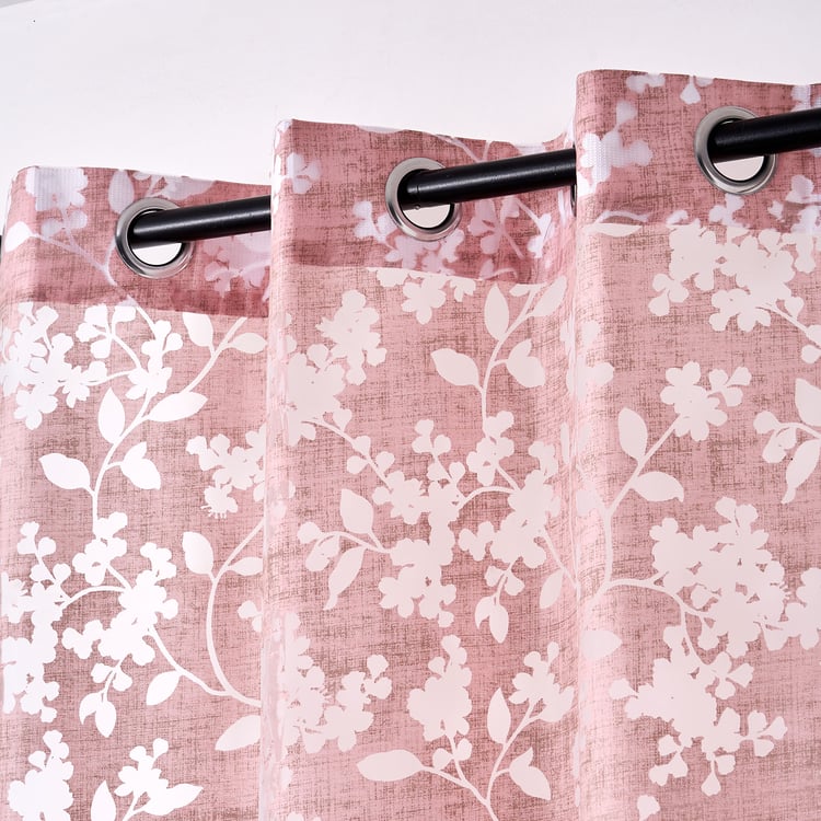 Chanderi Carnelian Set of 2 Burnout Pattern Sheer Door Curtains - 7ft