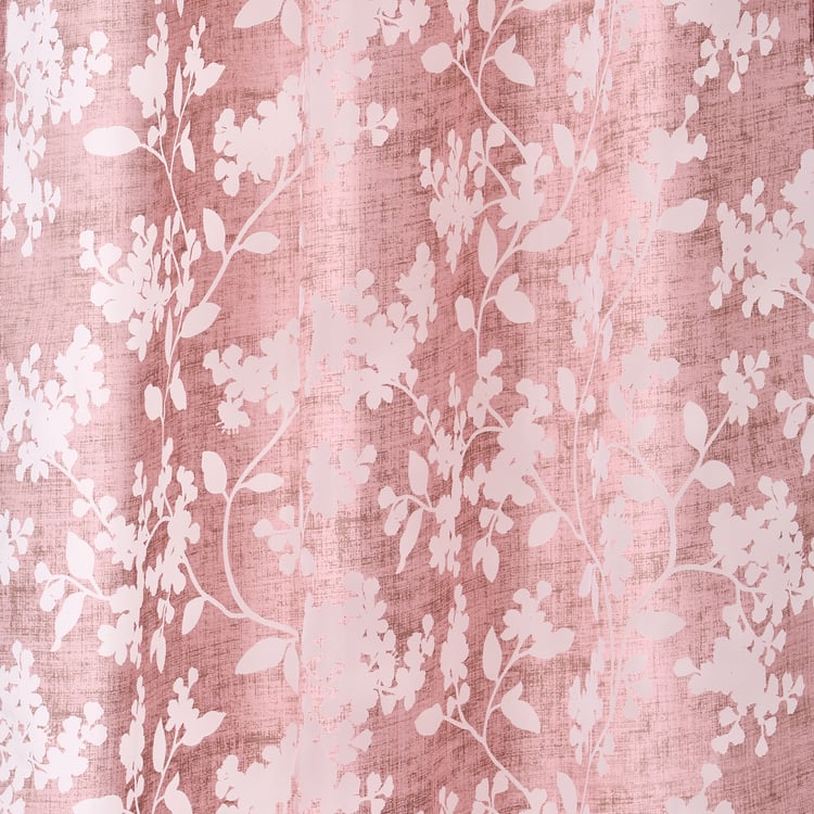 Chanderi Carnelian Set of 2 Burnout Pattern Sheer Door Curtains - 7ft