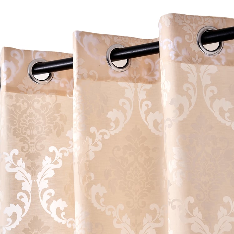 Chanderi Castor Set of 2 Burnout Pattern Sheer Door Curtains - 7ft