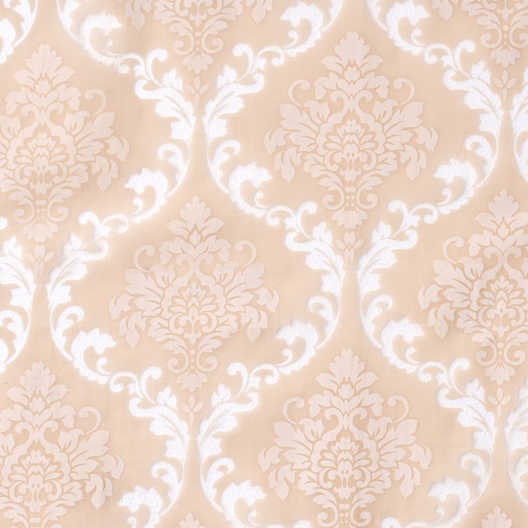 Chanderi Castor Set of 2 Burnout Pattern Sheer Door Curtains - 7ft