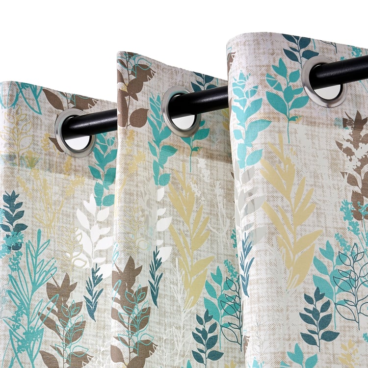 Chanderi Laurel Set of 2 Printed Sheer Door Curtains