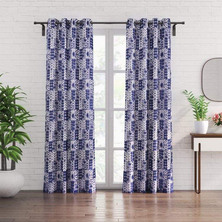 Chanderi Mayfly Set of 2 Sheer Door Curtains - 7ft