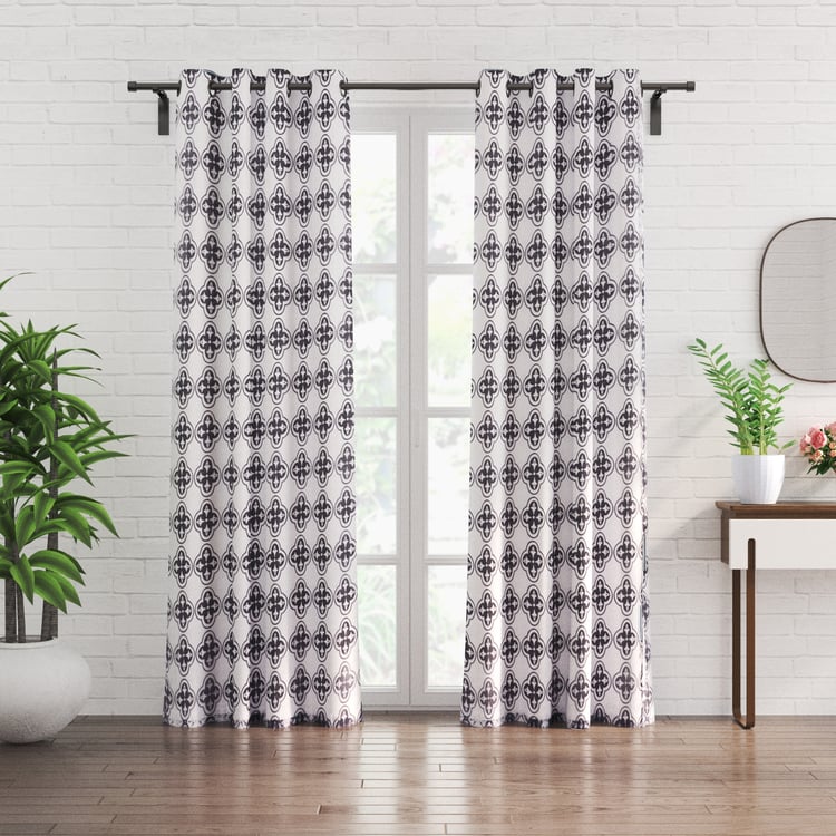 Chanderi Ridge Set of 2 Printed Sheer Door Curtains