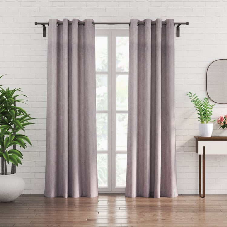 Chanderi Set of 2 Striped Sheer Door Curtains - 7ft