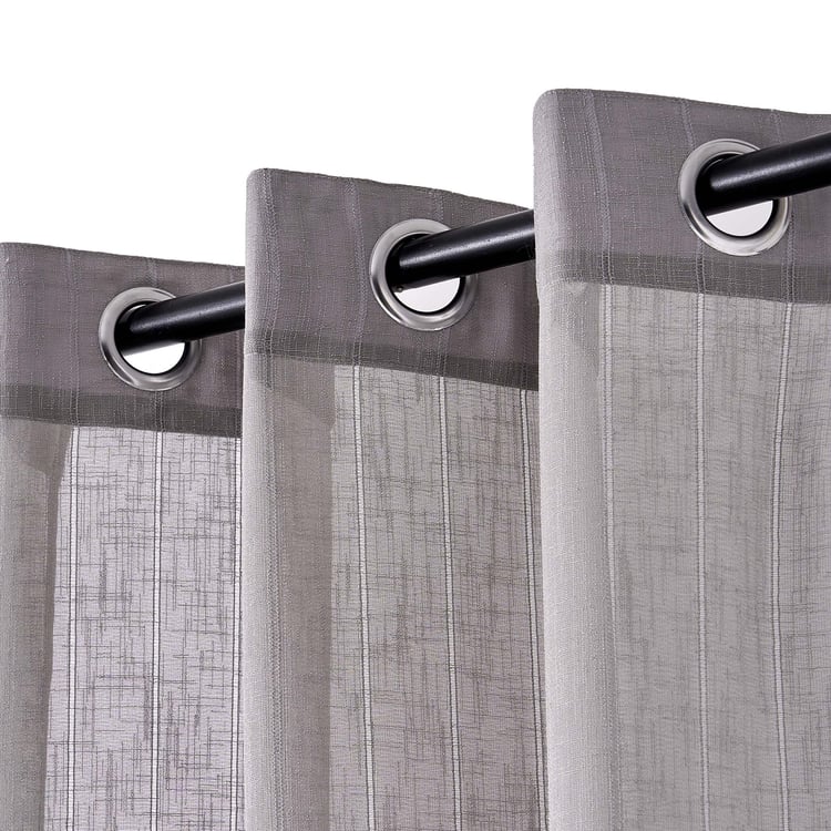 Chanderi Set of 2 Striped Sheer Door Curtains - 7ft