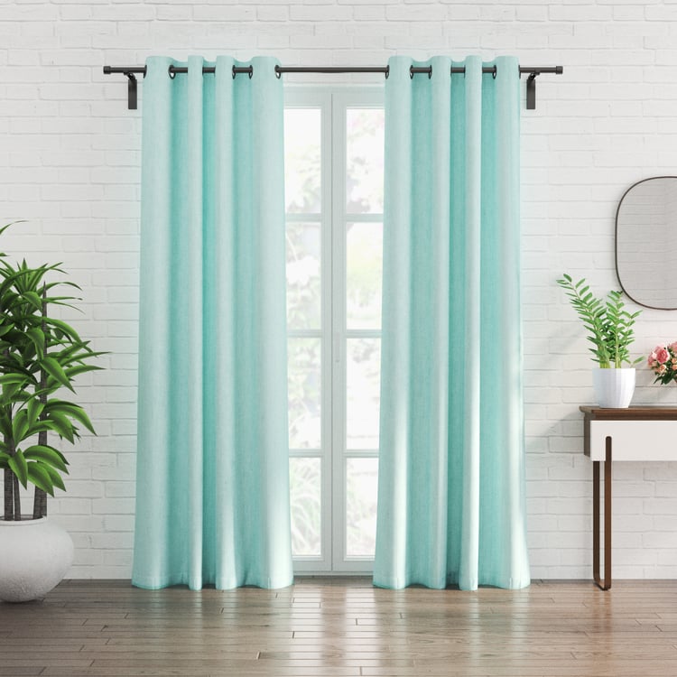 Chanderi Set of 2 Striped Sheer Door Curtains - 7ft