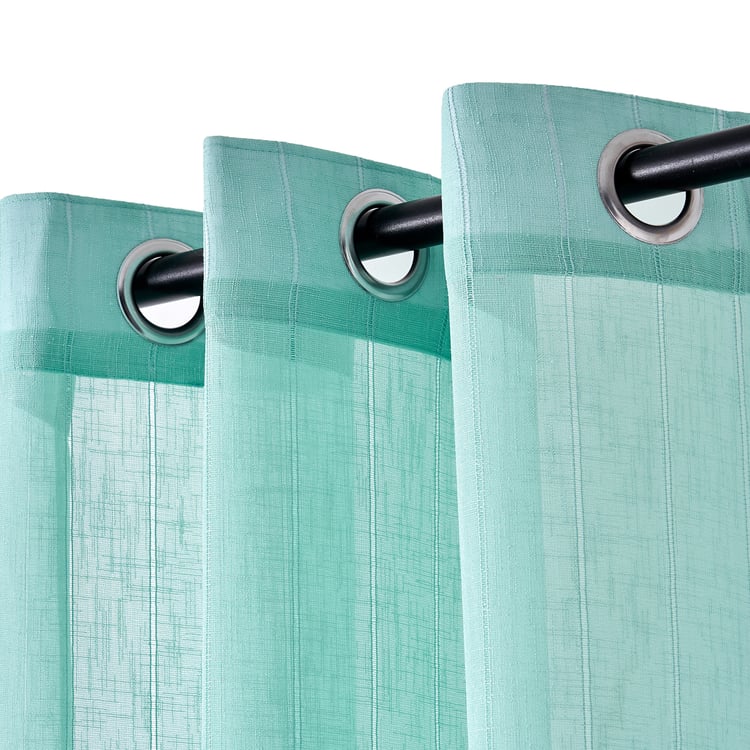 Chanderi Set of 2 Striped Sheer Door Curtains - 7ft