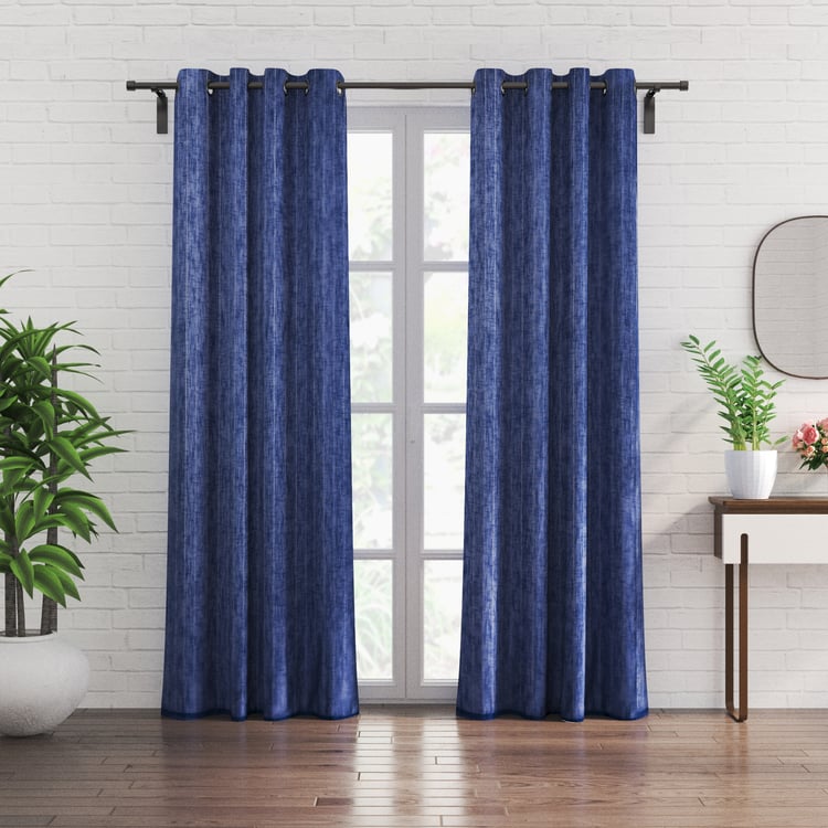 Chanderi Set of 2 Striped Sheer Door Curtains - 7ft