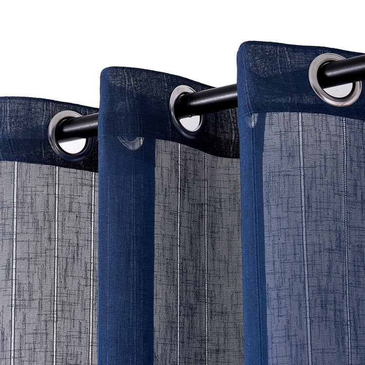 Chanderi Set of 2 Striped Sheer Door Curtains - 7ft