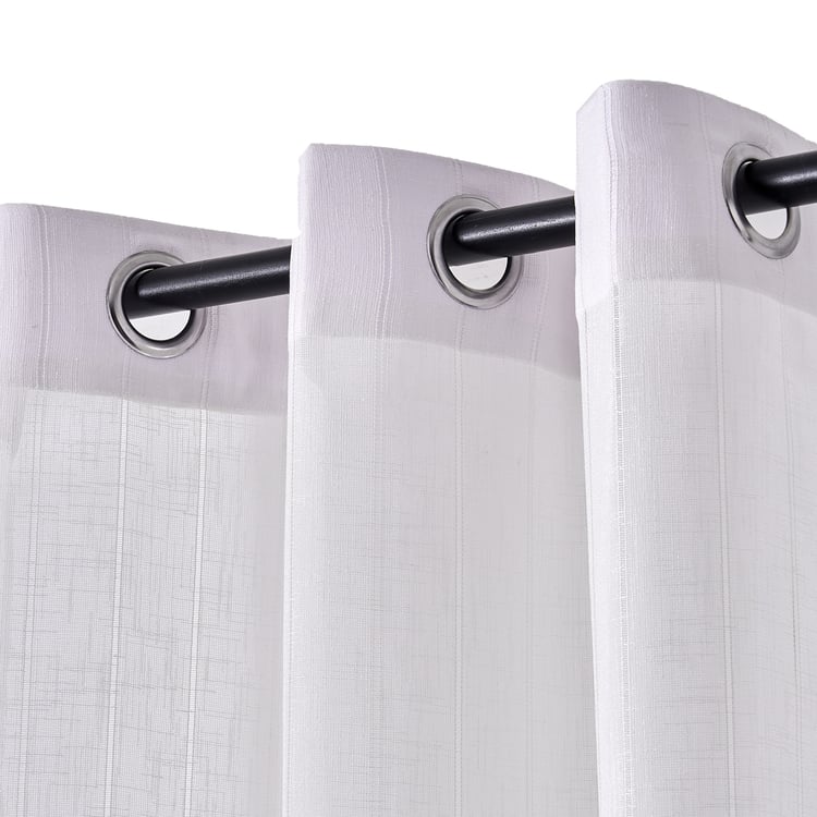 Chanderi Set of 2 Striped Sheer Door Curtains - 7ft