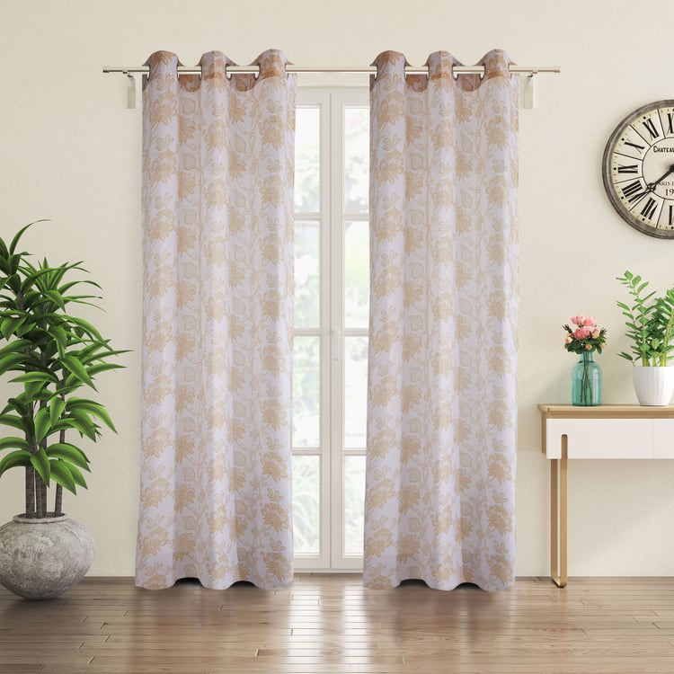 Chanderi Lolite Set of 2 Printed Sheer Door Curtains