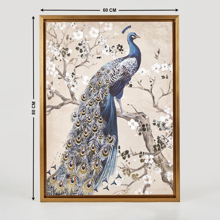 Artistry Canvas Peacock On Branch Picture Frame - 60x80cm