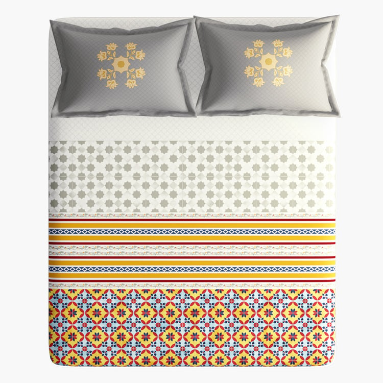 PORTICO Athang Cotton 144TC Printed 3Pcs Super King Bedsheet Set