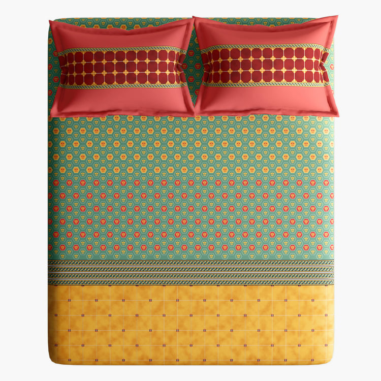 PORTICO Athang Cotton 144TC Printed 3Pcs Super King Bedsheet Set