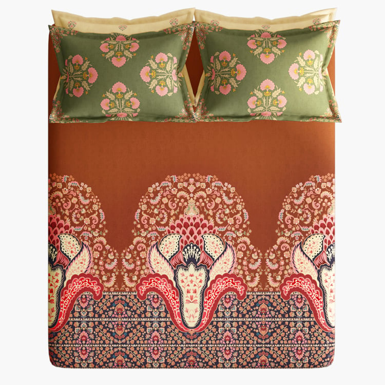 PORTICO Neeta Lulla Cotton 152TC Printed 5Pcs Super King Bedsheet Set