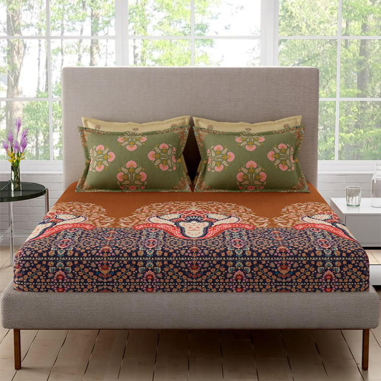 PORTICO Neeta Lulla Cotton 152TC Printed 5Pcs Super King Bedsheet Set