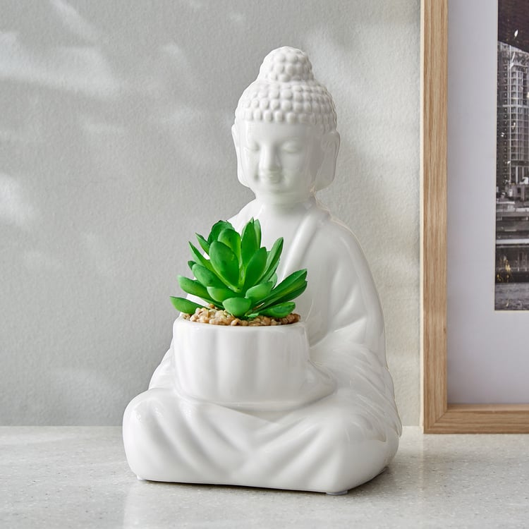 Gloria Divine Artificial Succulent in Ceramic Buddha Pot