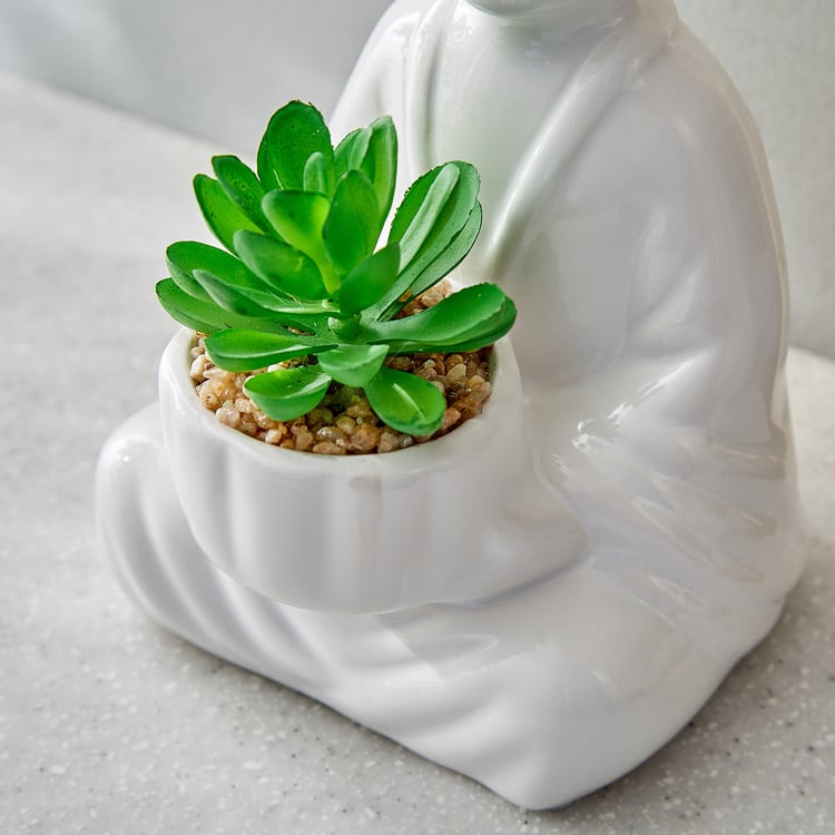 Gloria Divine Artificial Succulent in Ceramic Buddha Pot