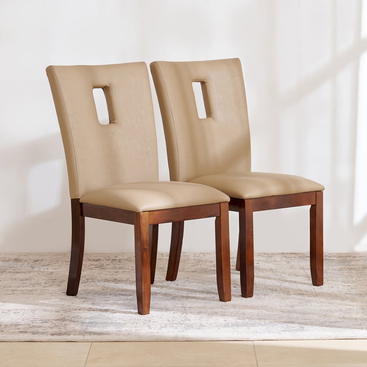 (Refurbished) Oxville Set of 2 Faux Leather Dining Chairs - Beige