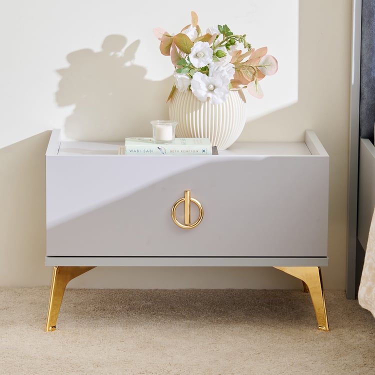 Anri Bedside Table with Drawer - Grey