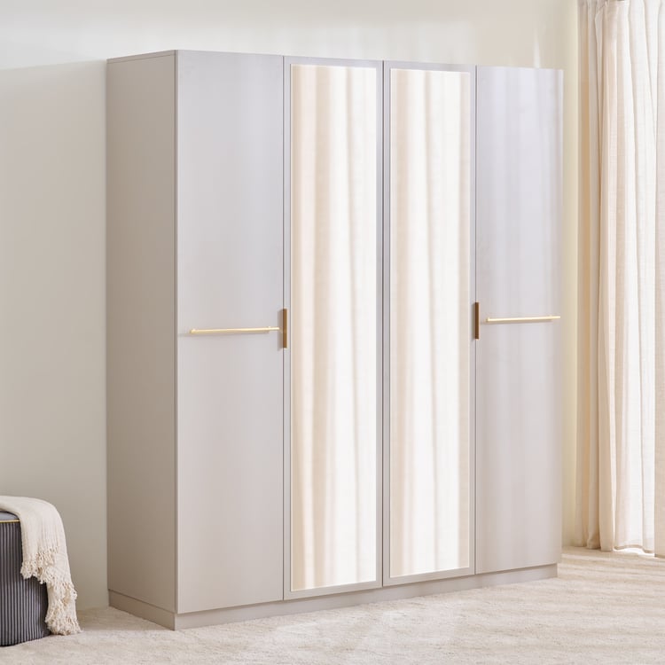 Dante 4-Door Wardrobe with Mirrors - Grey