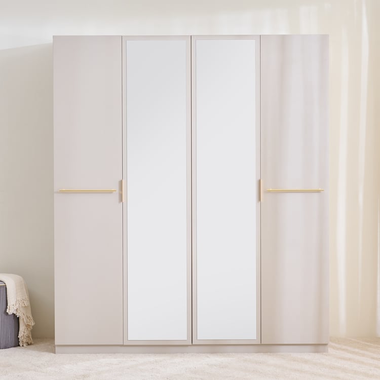 Dante 4-Door Wardrobe with Mirrors - Grey