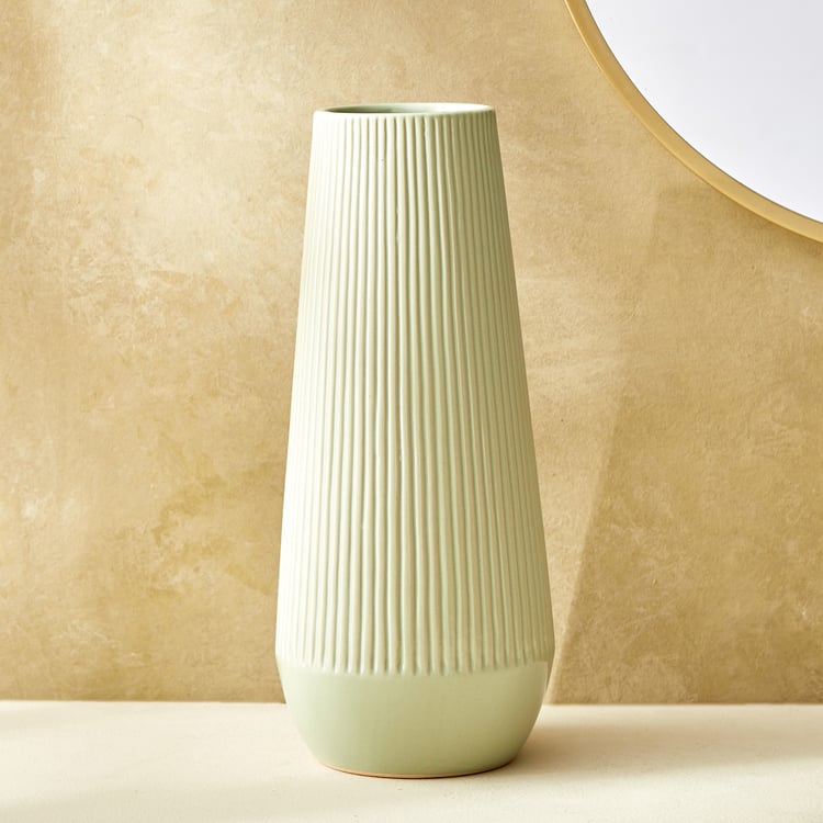 Splendid Goldcrest Glen Ceramic Ribbed Vase