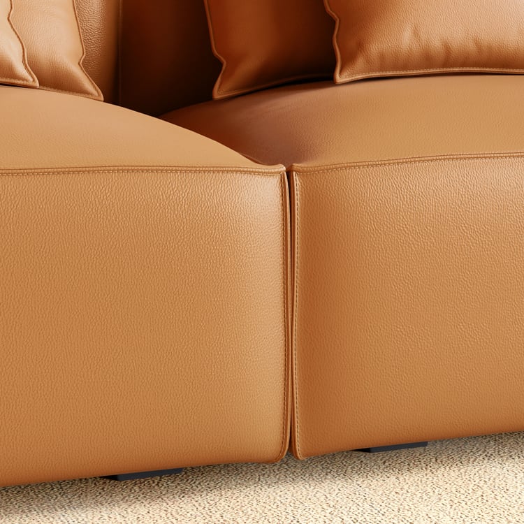 Mills Half Leather 3-Seater Sofa with Ottoman