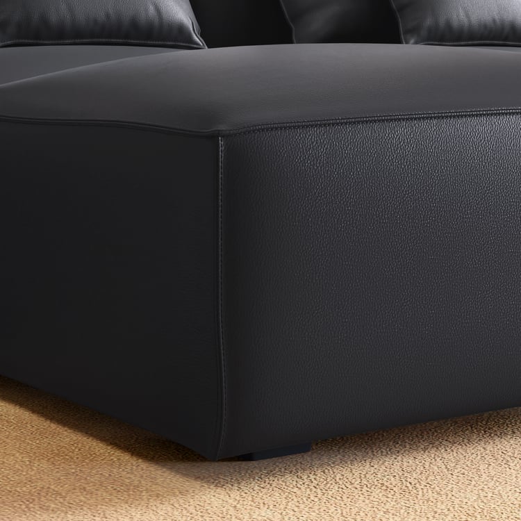 Mills Half Leather 3-Seater Sofa with Ottoman