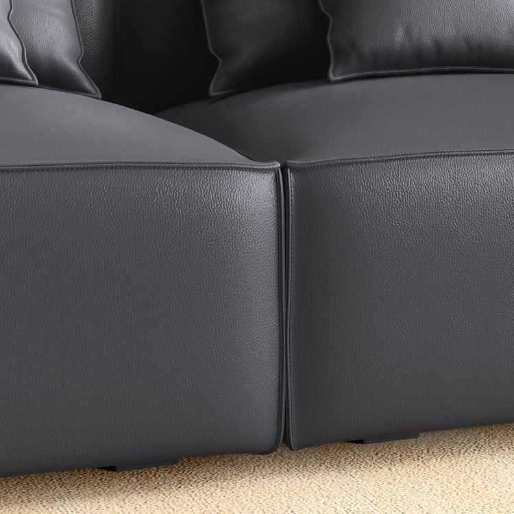 Mills Half Leather 3-Seater Sofa with Ottoman