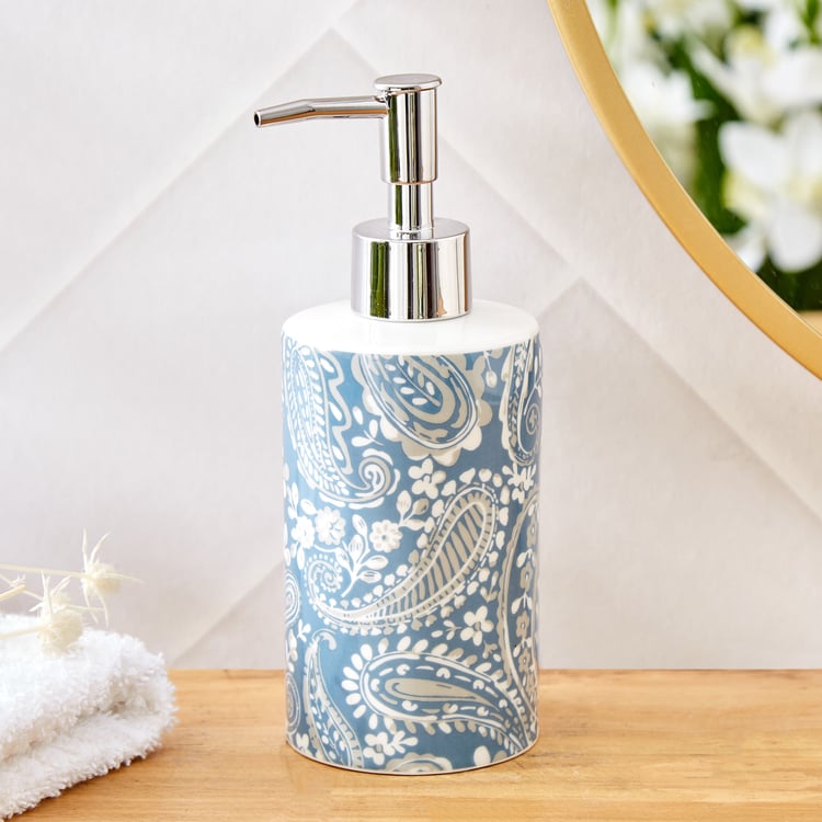 Mekong Kalmyk Ceramic Printed Soap Dispenser - 350ml