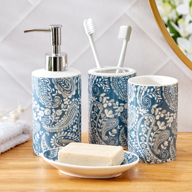 Mekong Kalmyk Ceramic Printed Soap Dispenser - 350ml