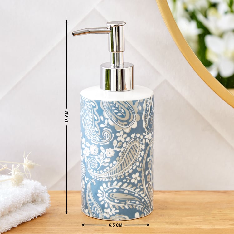 Mekong Kalmyk Ceramic Printed Soap Dispenser - 350ml