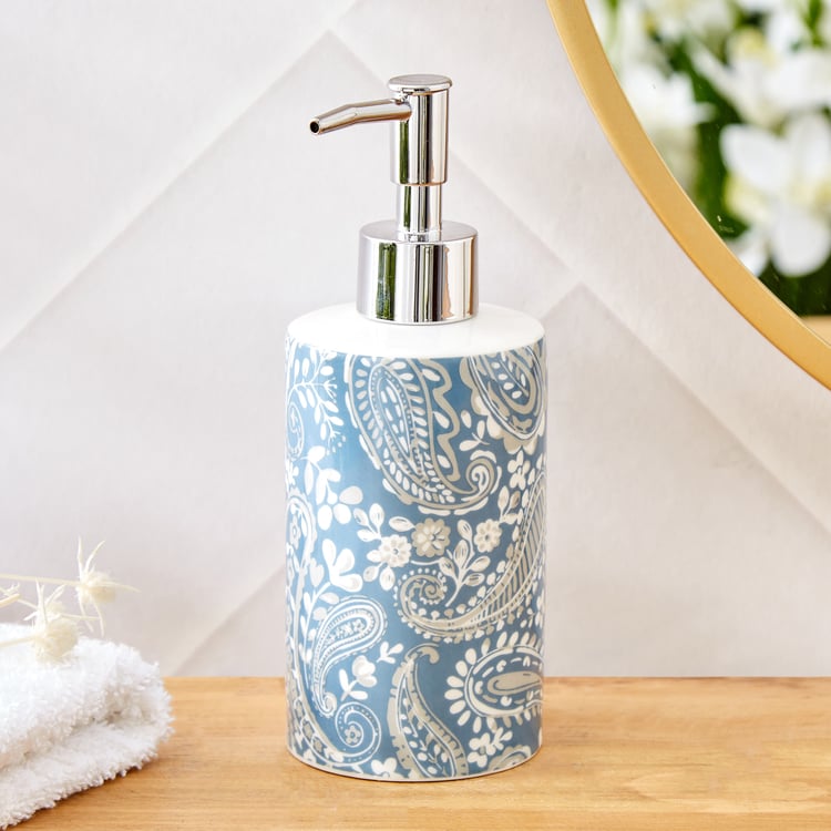 Mekong Kalmyk Ceramic Printed Soap Dispenser - 350ml