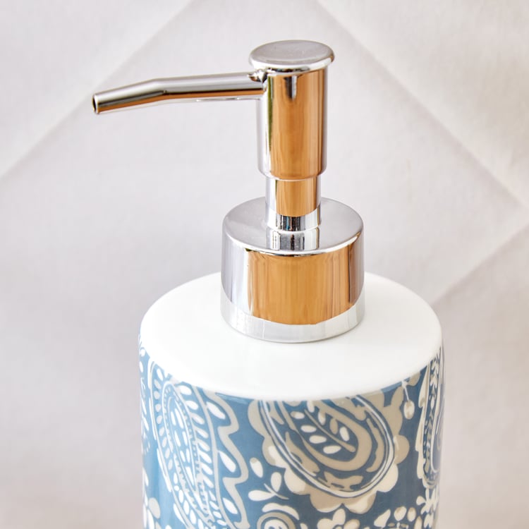 Mekong Kalmyk Ceramic Printed Soap Dispenser - 350ml