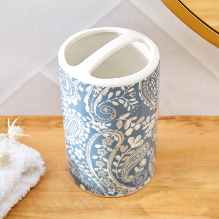 Mekong Kalmyk Ceramic Printed Tooth Brush Holder