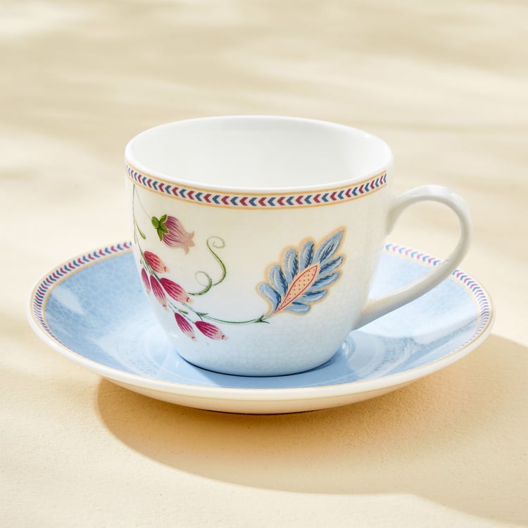 Mandarin Crane Set of 6 Bone China Cups and Saucers - 210ml