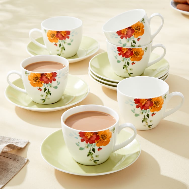 Mandarin Harvey Set of 6 Bone China Cups and Saucers - 210ml