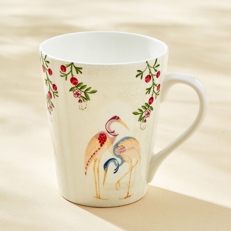 Mandarin Crane Set of 3 Bone China Printed Coffee Mugs - 340ml