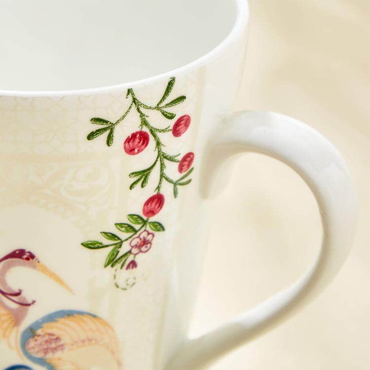 Mandarin Crane Set of 3 Bone China Printed Coffee Mugs - 340ml