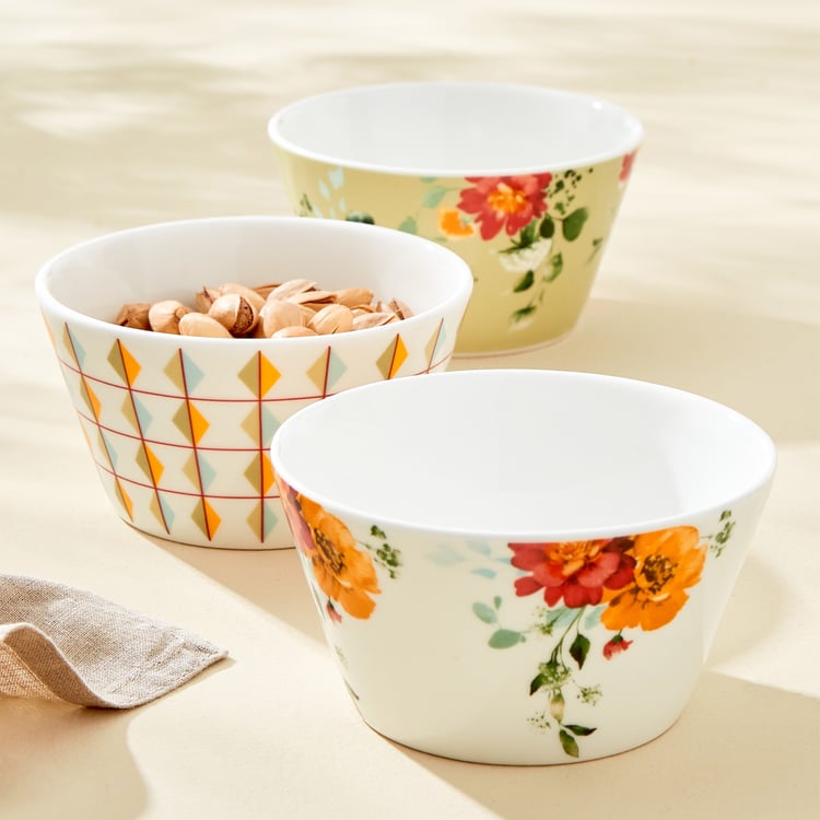 Mandarin Harvey Set of 3 Bone China Printed Bowls - 470ml