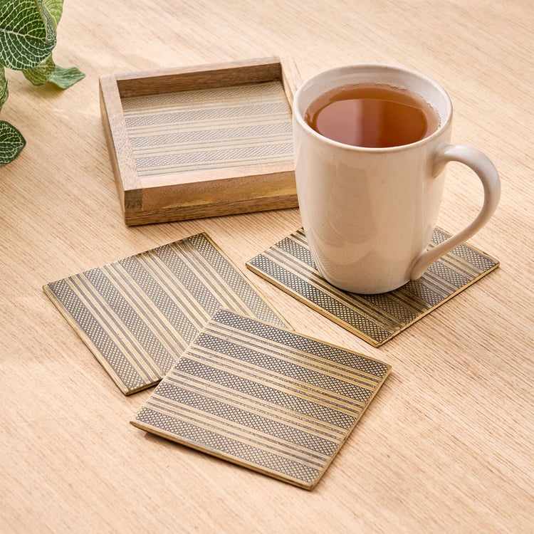 Mirage Frasco Set of 4 Wooden Coasters with Holder
