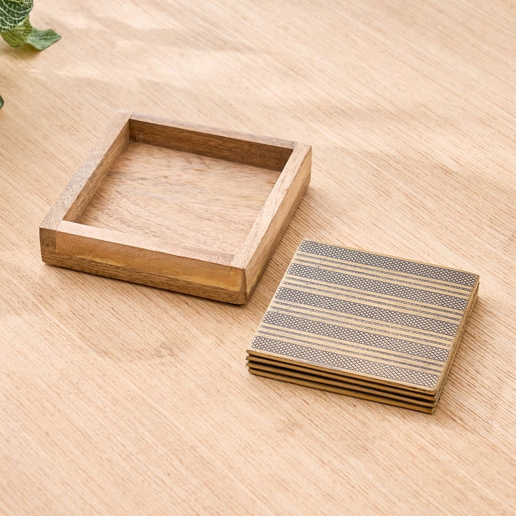 Mirage Frasco Set of 4 Wooden Coasters with Holder