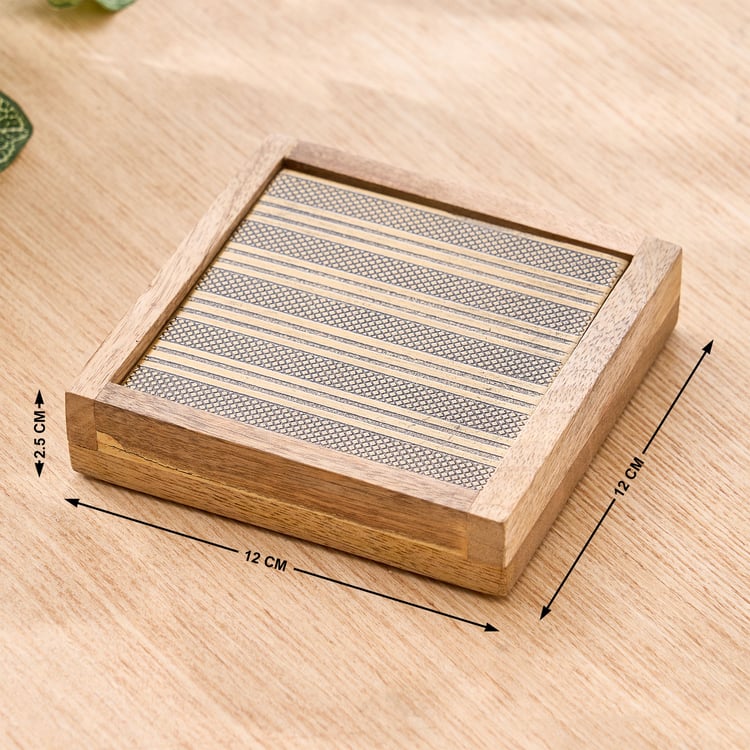 Mirage Frasco Set of 4 Wooden Coasters with Holder