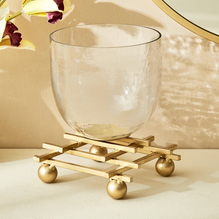 Splendid Gold Rush Cady Glass Hurricane Candle Holder