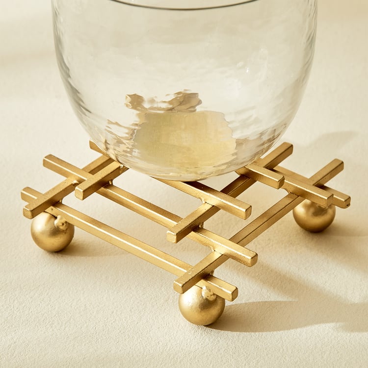 Splendid Gold Rush Cady Glass Hurricane Candle Holder