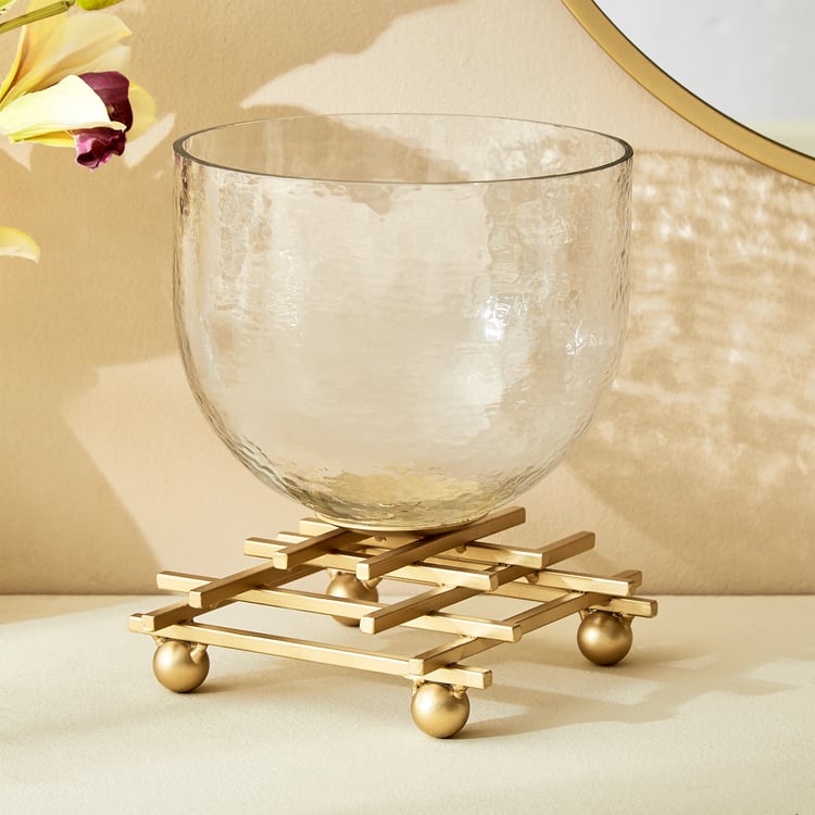 Splendid Gold Rush Cady Glass Hurricane Candle Holder with Stand